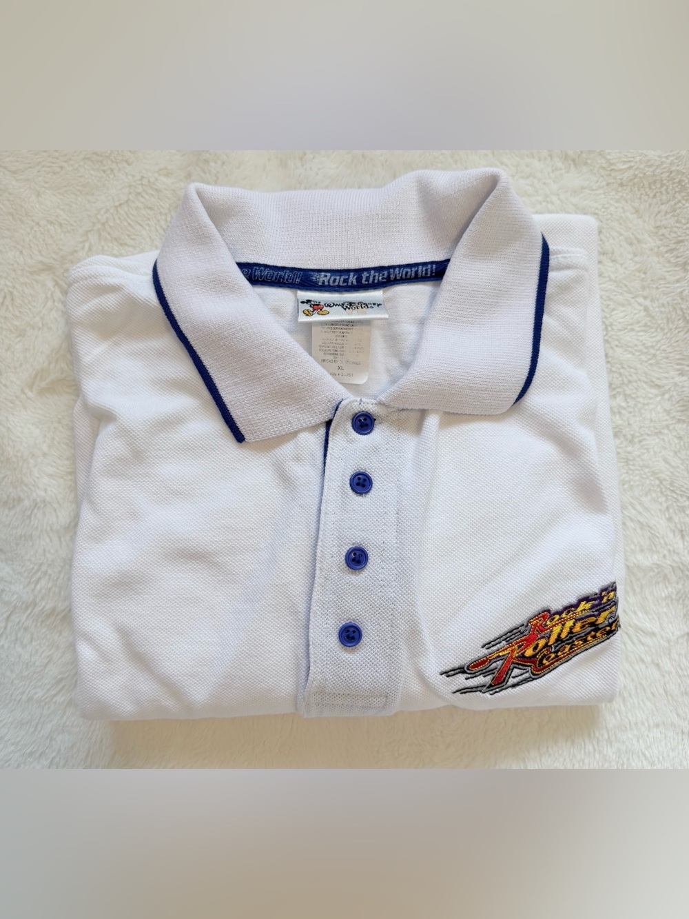 Disney World White Rock N Rollercoaster Polo Shirt XL